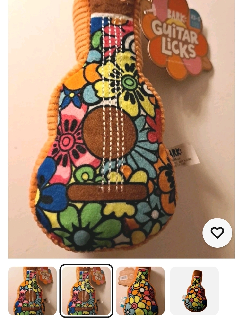 Bark Box Guitar Licks XS-S Dog Toy Crinkle Squeaker NWT 426-cb42